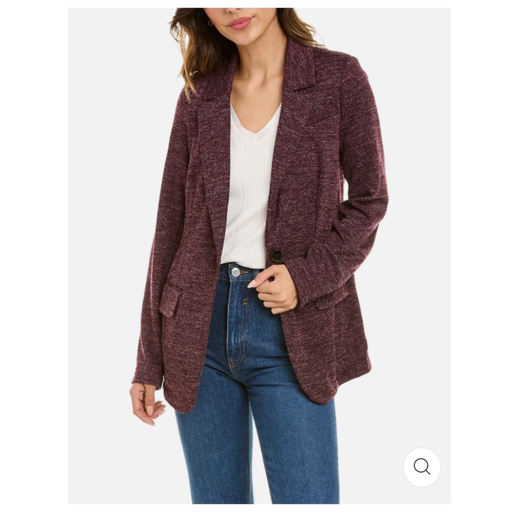 NWT Walter Baker Sparkle Knit Elizabeth Blazer in Plum Heather, Size XL